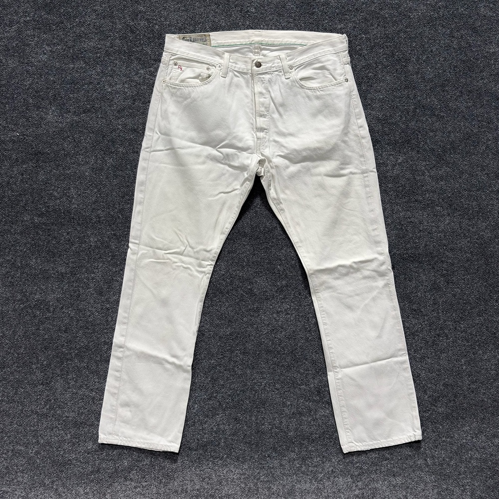 Polo Ralph Lauren Hudson Jeans Mens 38x31 White Slim Straight Denim Cotton
